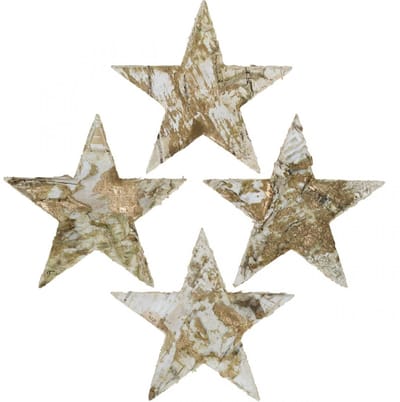 Decoratieve ster berkenbast berkensterren naturel, goudkleurig 6,5cm 3