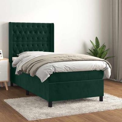 vidaXL - Boxspring - met - matras - fluweel - donkergroen - 100x200 - cm