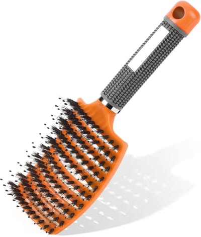 Famanu - Haarborstel, Zwijnenhaar-peddel-haarborstel Voor Vrouwen, Zachte Massage-haarkam, Ontwarren Haarborstel Voor Lang Dik Krullend Haar