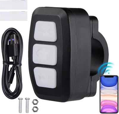 Draadloze Media Knop - Afstandsbediening Stuur - Muziek Bediening - Bluetooth 4.0 Connectie - 10x5x3 cm - Zwart