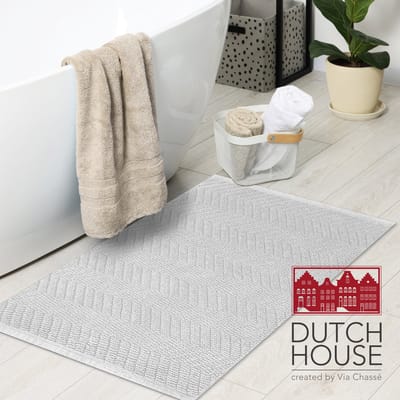 Dutch House Badmat Formia - Badmat 50x80cm - Wit - Antislip - Badmatten - Anti Slip Douchemat - Badkamer Mat - Snel Absorberend - Snel Drogende Badmat
