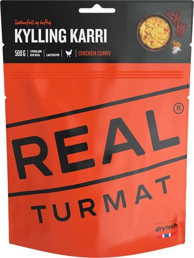 Drytech - real Turmat - Chicken Curry - outdoormaaltijd | vriesdroogmaaltijd - survival food - buitensportvoeding - prepper - trekkingfood