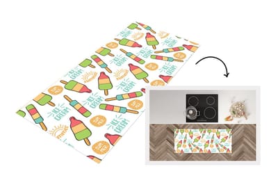 Keukenloper - Loper keuken - IJsjes - Zomer - Patronen - 120x50 cm - Keukenloper vinyl