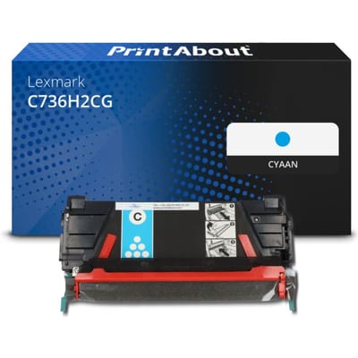 PrintAbout huismerk Toner C736H2CG Cyaan Hoge capaciteit Geschikt voor Lexmark
