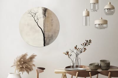 WallCircle - Wandcirkel - Muurcirkel - Wabi sabi - Plant - Beige - Aluminium - Dibond - 90x90 cm - Binnen en Buiten