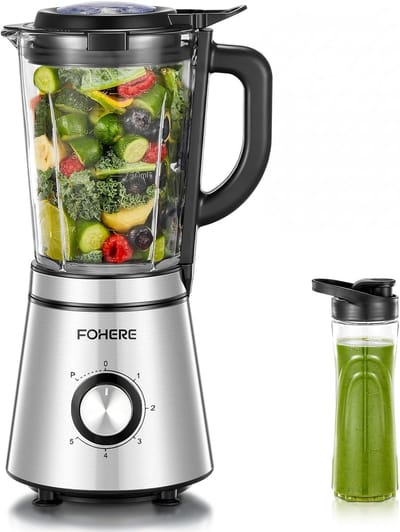 Krachtige Blender - Smoothie Maker - Snelle Maaltijden - Glazen Container - 15 Liter Capaciteit - Zilver