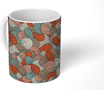 Mok - Koffiemok - Boho - Patroon - Line art - Abstract - Mokken - 350 ML - Beker - Koffiemokken - Theemok