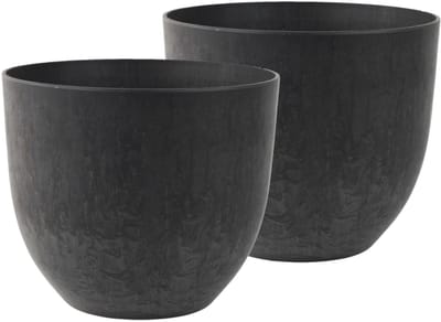 Ter Steege Plantenpot - 2x - zwart - kunststof - D33 x H29 cm - bloempot