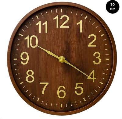 Lomera Wandklok Donkerbruin - Houtlook Klok - 30 Cm Diameter - Kunststof Materiaal - Analoge Wandklok - Decoratieve Klok - Ronde Klok - Klok Voor Woonkamer - Houten Uitstraling - Natuurlijke Houtstructuur - Klok Voor Keuken