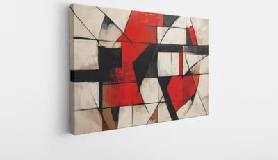 Saammp Canvas Schilderij - Geblokt - Kleurijk - Abstract - 45x30 - Foto op canvas - Wanddecoratie - Muurdecoratie Woonkamer - Slaapkamer decoratie - Canvas Print