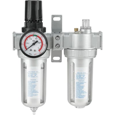 1 2 Manomètre Filtre Compresseur Pression d'Air Piège Huile Eau Régulateur Kit d'Outils blanc