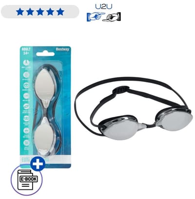 Bestway Zwembril 21066 Black Mirror - Spiegelende Zwemmasker Goggles Voor Volwassenen Vanaf 14 Jaar UV Bescherming Anti-Fog Polycarbonaat Lens Comfortabele Siliconen Pasvorm Voor Zwembad En Open Water Met Ebook