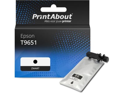 PrintAbout huismerk Inktcartridge T9651 Zwart Geschikt voor Epson