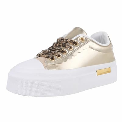 ZoeZo Design - sneakers - goud - met extra veters - veters panter zijde & gewone witte veters - maat 37 - zoolhoogte 4/5 cm - nieuwe collectie