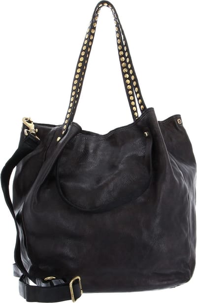CAMPOMAGGI Leren Shopper Schoudertas Large Shopping Bag Grigio Antraciet