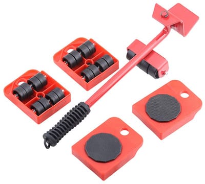 Meubels verplaatsen set - Verhuisgereedschap - Zware spullen tillen - Stalen hefboom - 4 stuks - Rood