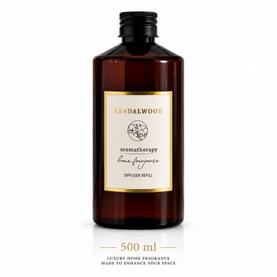 Sandalwood Geurstokjes Navulling 500 ml – Diffuser Refill – Luxe Huisparfum – Aromatherapie Geurvloeistof