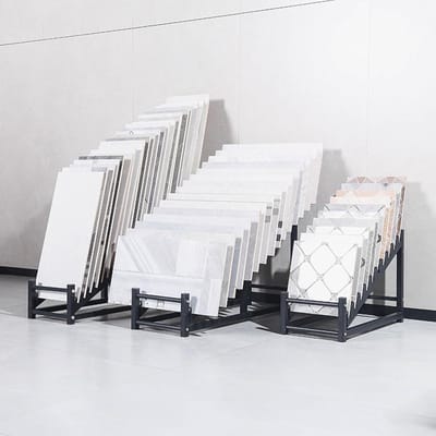 Tegelrek - Displaystandaard - Materialen Tonen - Stabiele Driehoek - 86cm Hoog - Zwart