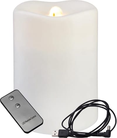 Star Trading LED-pilaarkaars 'Water Candle', met fontein, afstandsbediening, USB, H 14cm