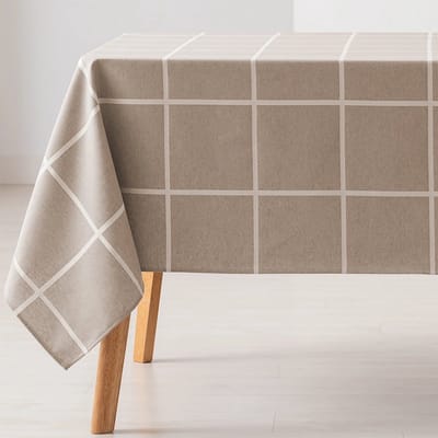 GAMUSI Jacquard Tafelkleed Beige – Vlekbestendig – 140x100 cm – Luxe Reliëf Patroon – Katoenmix – OEKO-TEX