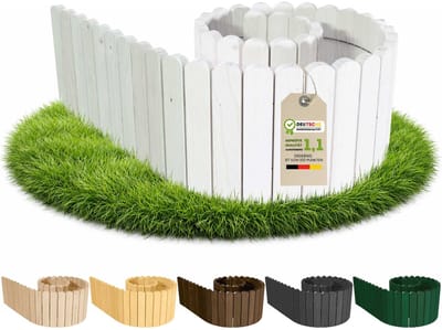 Floranica Flexibele Palissade Borderrand Gazonrand Perkrand 10 cm x 200 cm Wit Bloembedrand hout geïmpregneerd