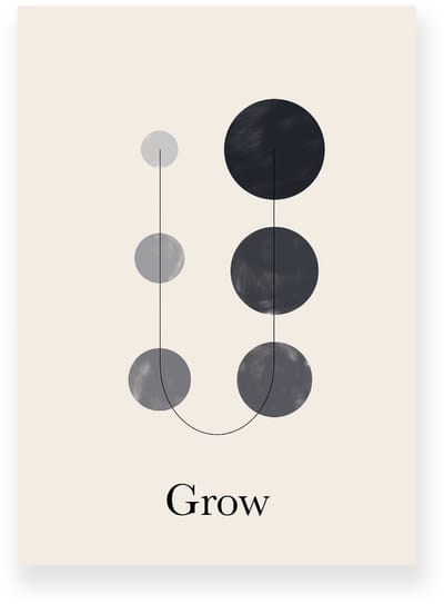 Poster 20x30 cm - Grow - Beige - Grijs - Minimalistisch - Japandi - Muurdecoratie - Wanddecoratie