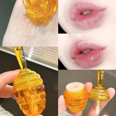 Huile à lèvres Pot de Miel Baume à lèvres Fruits Frais Hydratant Longue Durée Huile à lèvres Transparente Rouge à Lèvres Liquide Gloss Maquillage Cosmétiques