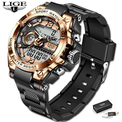 LUIK Nieuwe sport herenhorloges Topmerk luxe militair quartz horloge heren waterdicht zwart/helder roze