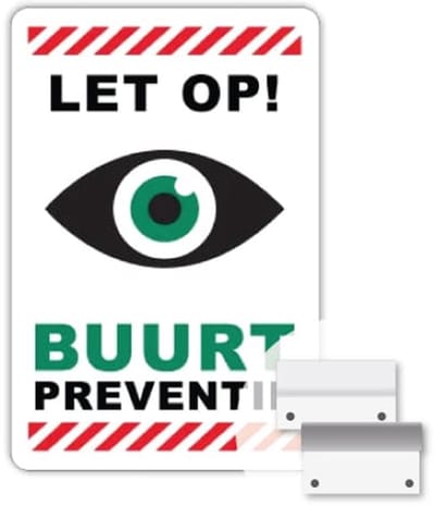 Buurtpreventie Oog 60x40 cm - Bevestiging: Met muur-/ wandmontage beugels