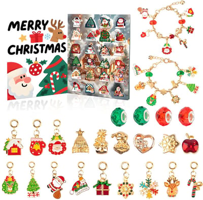 Adventskalender Kinderen Meisje - Adventskalender Sieraden - Dragen Armband DIY Productie - Geschikte Meisjes 4-12 Jaar Kinder Make Armbanden Kralen Kit Kerstmis