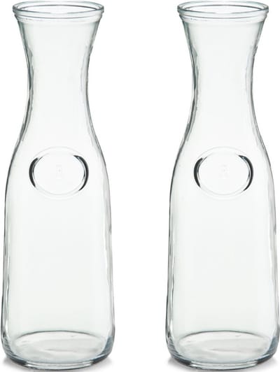 Zeller water/wijn Karaf - 2x - zonder dop - glas - 1L - schenkkan - transparant
