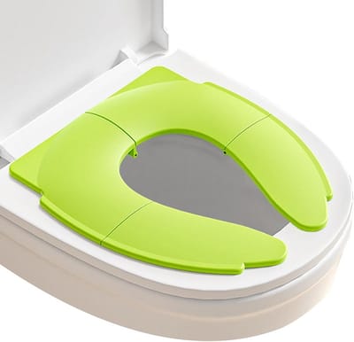 Kinder Toiletbril - Potty Trainer - Zelfstandig Toiletgebruik - Opvouwbaar en Draagbaar - 35 x 28 x 2.5 cm - Groen