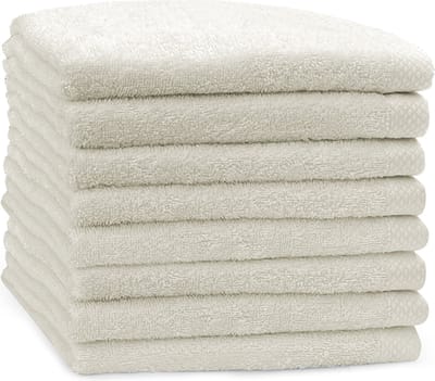 Eleganzzz Handdoeken Set - Set van 8 - Handdoek 50x100cm - 420 gr/m2 - 100% Katoen - ivory