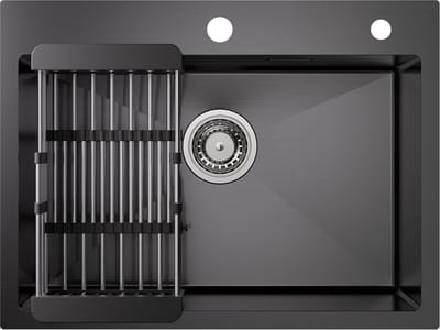 CECIPA max Spoelbak Antraciet 60x45CM - Spoelbak Keuken - Multifunctionele Spoelbak - Spoelbak Met Afdruiprek - Spoelbakken Keuken - Wasbak Keuken - RVS