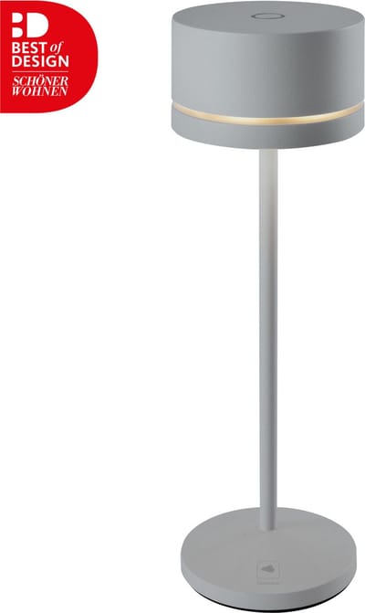 Leonardo tafellamp MONZA ,oplaadbaar grijs / Sompex / oplaadbaar, kleur grijs | Accu | LED tafellamp voor buiten en binnen - Werkt op accu - Aluminium - Dimbaar - Incl. Inductie oplaadbaar- grijs