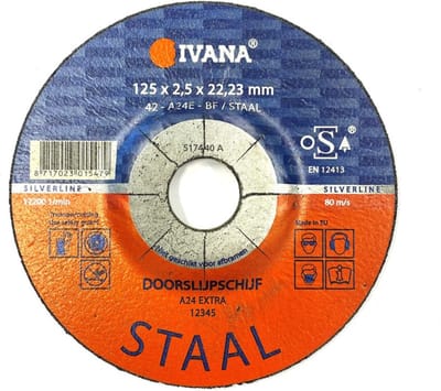 Ivana Doorslijpschijf Staal Conisch 125x2.5x22.2mm