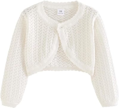 Meisjes Bolero Cardigan met Lange Mouwen, Gebreid, Knopen, Cropped, Ideaal voor Lente en Herfst