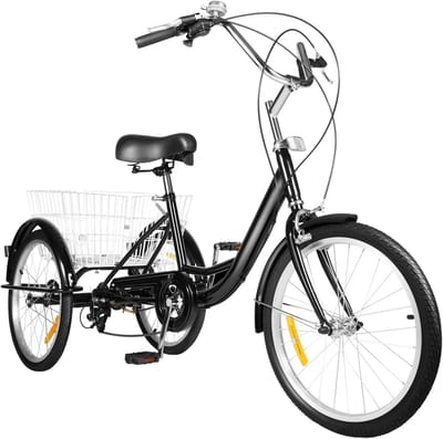 Volwassen Driewieler - Grote Fiets - Stadsritten Gemak - 8 Versnellingen - 20 Inch Wielen - Zwart