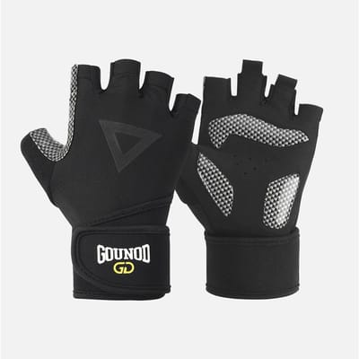 1 Paire Gounod Gants de Musculation Support de Poignet Antichoc pour Musculation Entraînement Cyclisme Sports Exercice XL noir