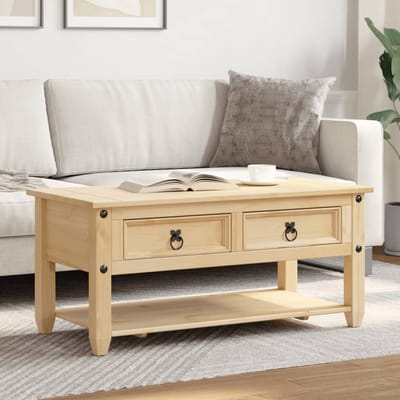 vidaXL - Salontafel - met - lades - Corona - 100x48x45 - cm - massief - grenenhout