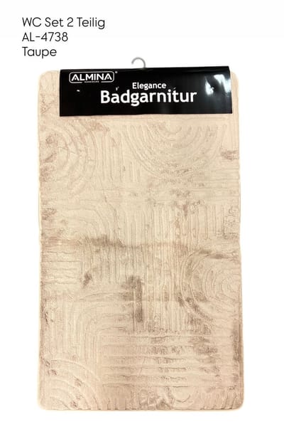 Almina WC Set 2-Delig – Badgarnitur – 60×100 cm + 60×50 cm – Luxe Badmat & Toiletmat – Taupe