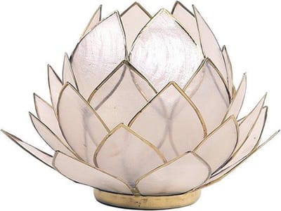 Lotus sfeerlicht naturel groot - 15x15 - Schelp - Naturel - Goudkleurig - S