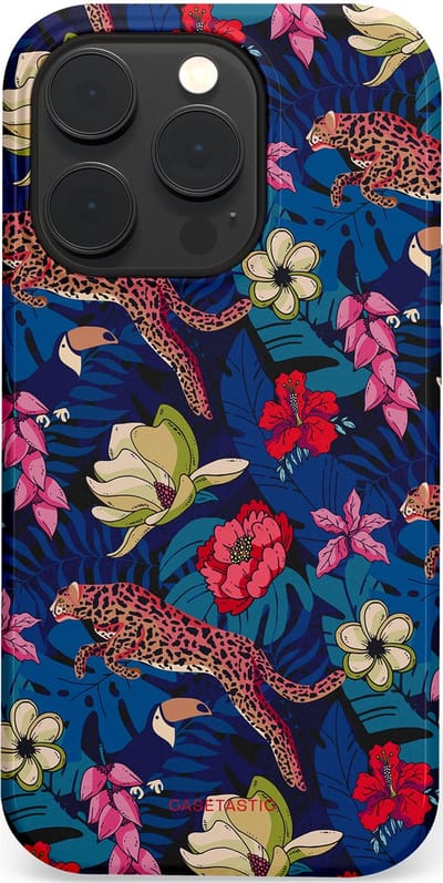Casetastic Hoesje Geschikt voor Apple iPhone 14 Pro Magsafe - Stijlvolle Beschermende Duo-layer Case - Jungle parade