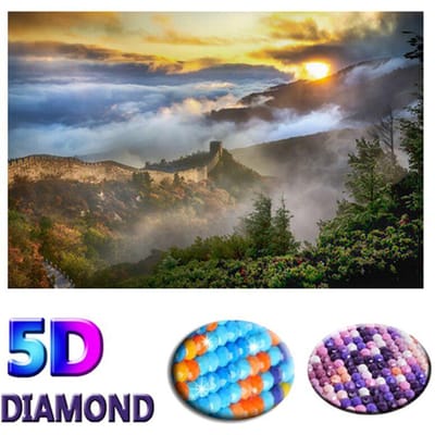 5D DIY diamant schilderij de grote muur landschap kruissteek diamant borduurwerk 20X30CM gray