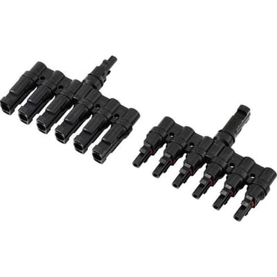 TRU COMPONENTS TC-13805808 6-voudige PV-aftakverbinderset Zwart Inhoud: 2 stuk(s)