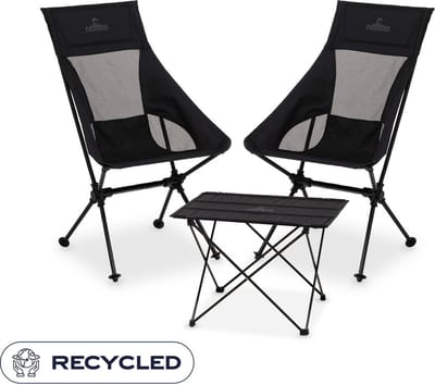 NOMAD® Set Sarek Comfort | 2x Stoel + 1 Amosen Tafel | Kampeermeubel Set Campingstoelen en Campingtafel