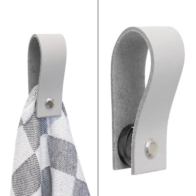 Handles and more® - 1x Leren magneet-lus - Lichtgrijs - handdoekhaak - handdoeklus - handdoekhanger - magnetische handdoekhouder