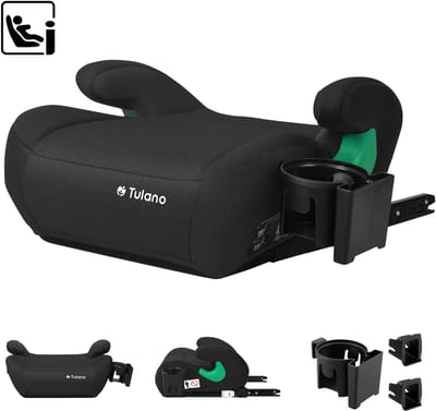 Tulano Cabby 35 Isofix Autostoelverhoger met Rugleuning - Zitverhoger - Kinderzitje 125-150 cm - Zwart