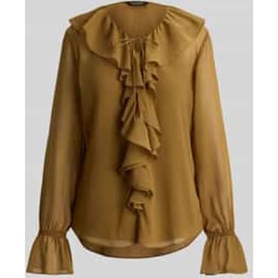 regular fit blouse met kraag met ruches