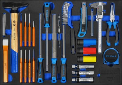 SW-Stahl Z3011-9 Serie werkplaatswagens, algemeen handgereedschap, 28-delig, I gereedschapswagen-inzetstukken, professionele werkplaatsuitrusting, gereedschapsinzet voor voertuigen